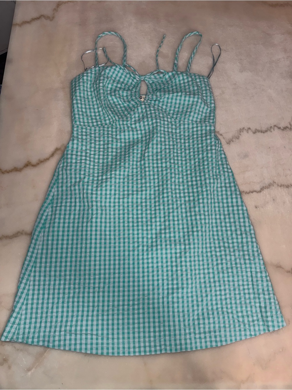 Billabong Aqua Green Gingham Mini Dress